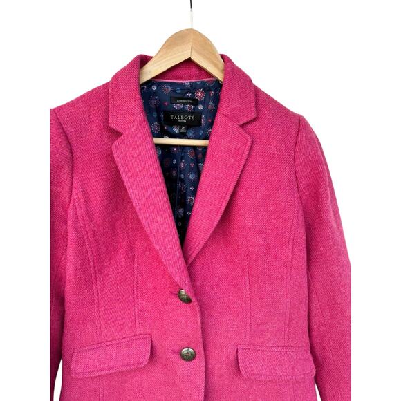 Talbot's Hot Pink 2P Aberdeen Wool Blazer Coat Jacket Lined Classy Office Work - Picture 3 of 9